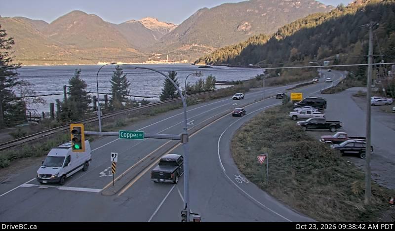 Live DriveBC webcam: Britannia Beach — North on Highway 99 (Sea to Sky)