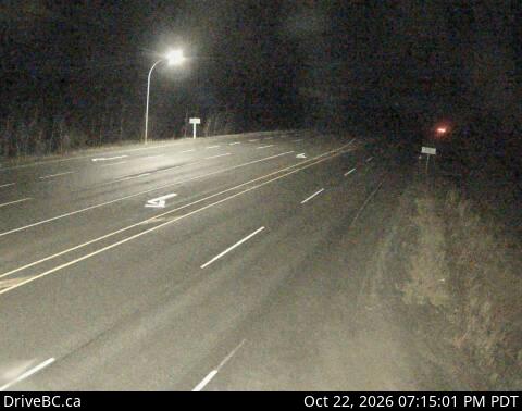 DriveBC camera: Highway 97 at Lookout Road near Begbie Summit about 21 km south of 100 Mile House, looking north.