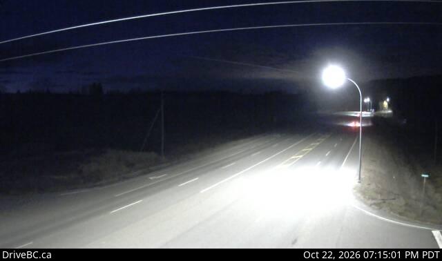 DriveBC camera: Highway 97 about 36 km south of Prince George at Chamulak Road in Stoner, looking north.