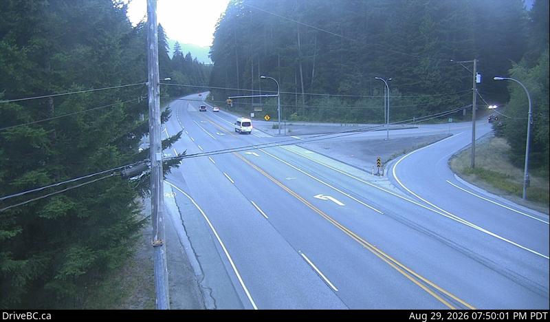 DriveBC webcam: Alice Lake — South on Highway 99 (Sea to Sky Highway)
