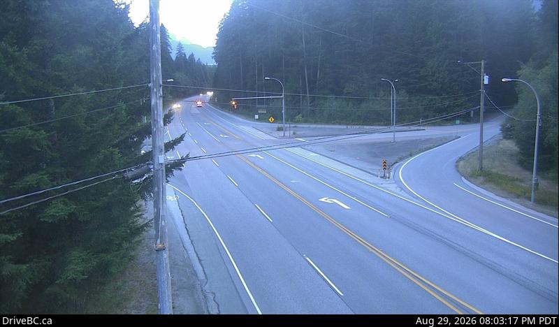 DriveBC webcam: Alice Lake — South on Highway 99 (Sea to Sky Highway)