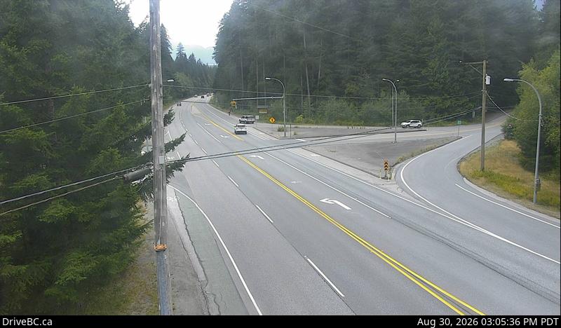 DriveBC webcam: Alice Lake — South on Highway 99 (Sea to Sky Highway)