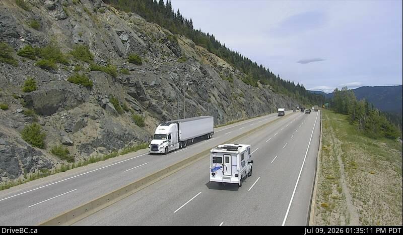 Coquihalla Summit — North — Hwy 5 about 7 km north of Zopkios Brake Check, looking north