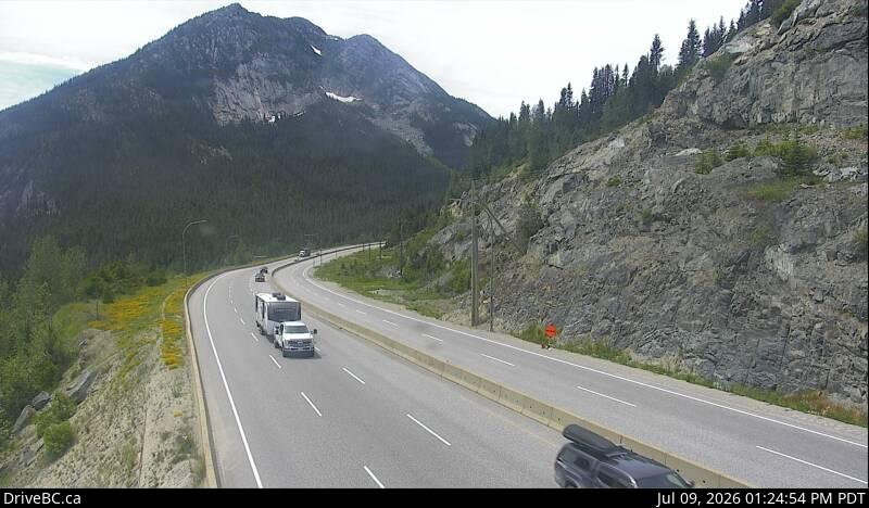 Coquihalla Summit — South — Hwy 5 about 7 km north of Zopkios Brake Check, looking south
