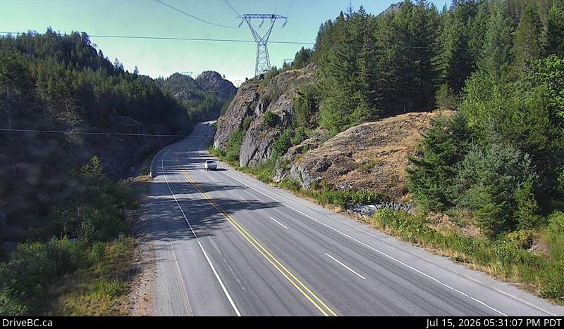 Live DriveBC webcam: Culliton Creek — North on Highway 99 (Sea to Sky)