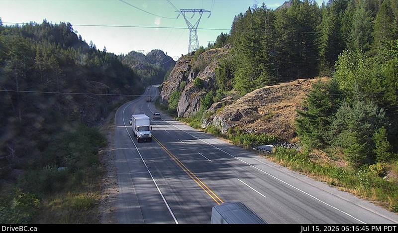 DriveBC webcam: Culliton Creek — North on Highway 99 (Sea to Sky Highway)
