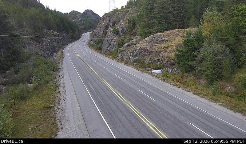Live DriveBC webcam: Culliton Creek — North on Highway 99 (Sea to Sky)