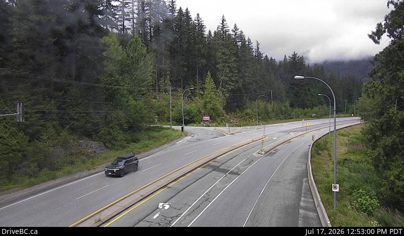 DriveBC webcam: Brew Creek — North on Highway 99 (Sea to Sky Highway)