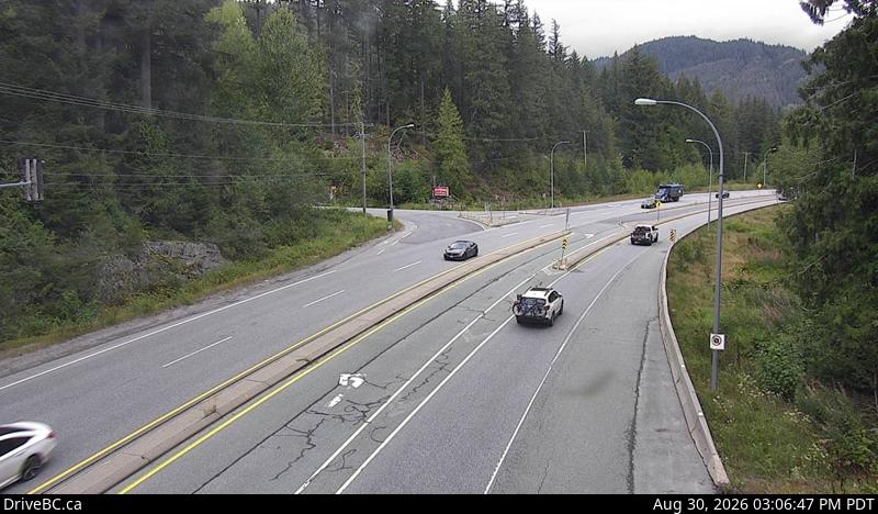DriveBC webcam: Brew Creek — North on Highway 99 (Sea to Sky Highway)