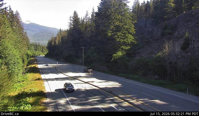 Live DriveBC webcam: Brew Creek — South on Highway 99 (Sea to Sky)