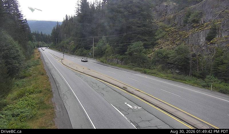 Live DriveBC webcam: Brew Creek — South on Highway 99 (Sea to Sky)