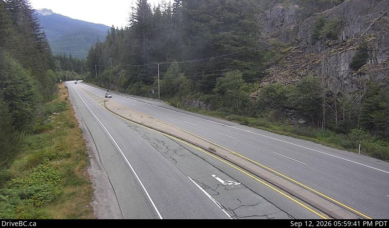 Live DriveBC webcam: Brew Creek — South on Highway 99 (Sea to Sky)