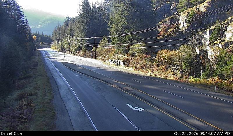 Live DriveBC webcam: Brew Creek — South on Highway 99 (Sea to Sky)