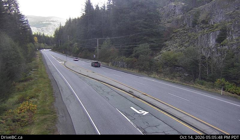 Live DriveBC webcam: Brew Creek — South on Highway 99 (Sea to Sky)