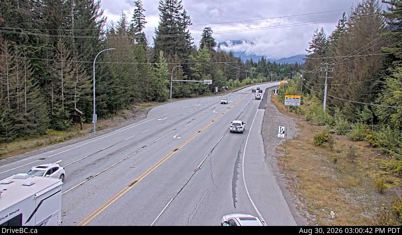 DriveBC webcam: Function Junction (Whistler) — South on Highway 99 (Sea to Sky Highway)