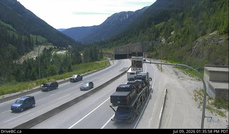 Great Bear Snowshed — South — Hwy 5 at the Great Bear Snowshed, looking south