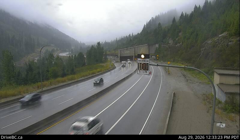 Great Bear Snowshed — South — Hwy 5 at the Great Bear Snowshed, looking south