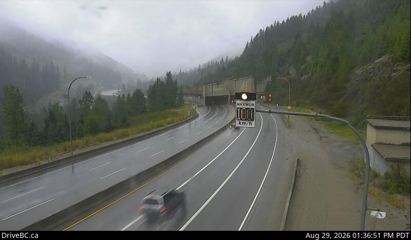 Great Bear Snowshed — South — Hwy 5 at the Great Bear Snowshed, looking south