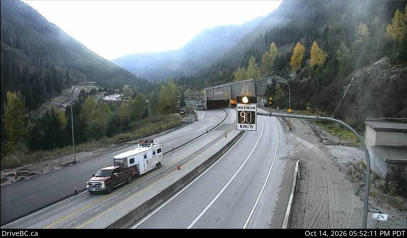 Great Bear Snowshed — South — Hwy 5 at the Great Bear Snowshed, looking south