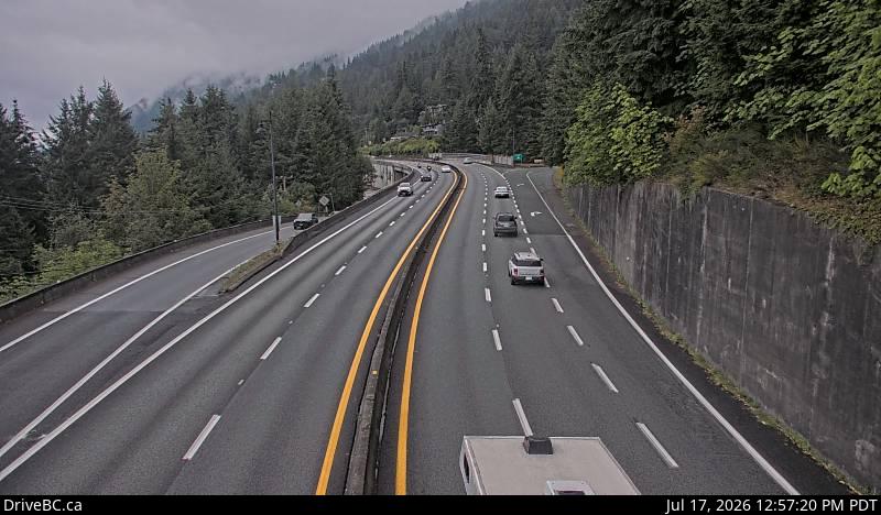 DriveBC webcam: Lions Bay — North on Highway 99 (Sea to Sky Highway)