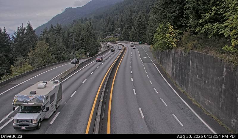 DriveBC webcam: Lions Bay — North on Highway 99 (Sea to Sky Highway)