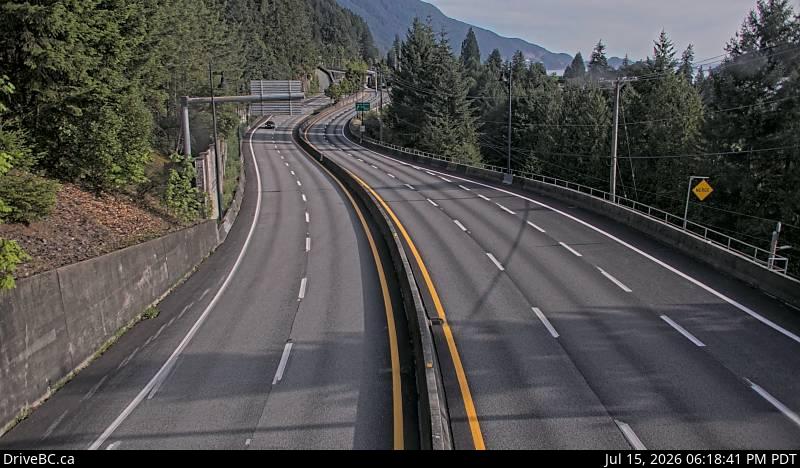 DriveBC webcam: Lions Bay — South on Highway 99 (Sea to Sky Highway)