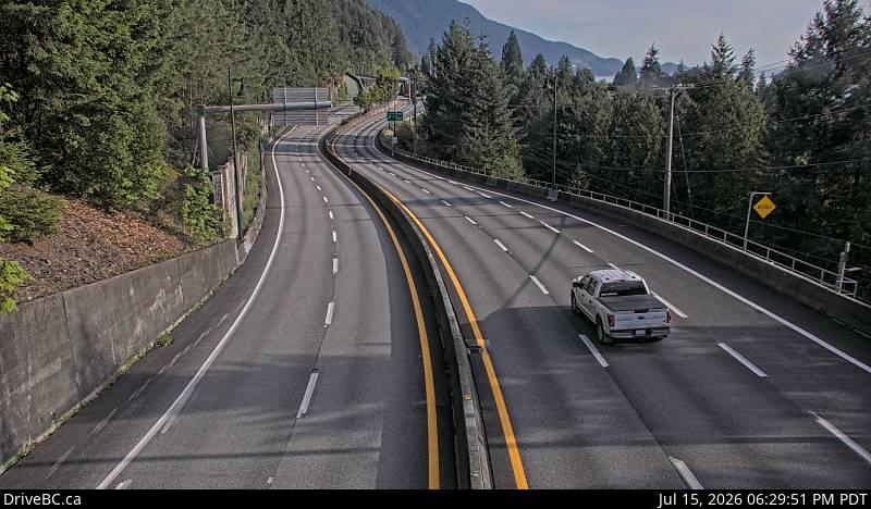 DriveBC webcam: Lions Bay — South on Highway 99 (Sea to Sky Highway)