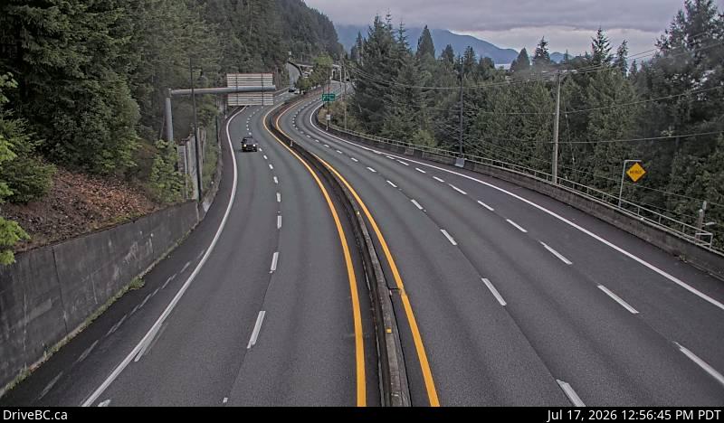 DriveBC webcam: Lions Bay — South on Highway 99 (Sea to Sky Highway)