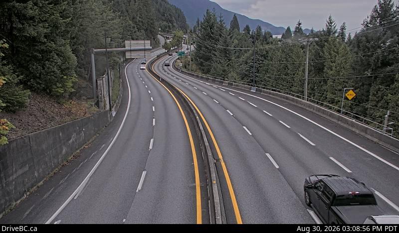 DriveBC webcam: Lions Bay — South on Highway 99 (Sea to Sky Highway)