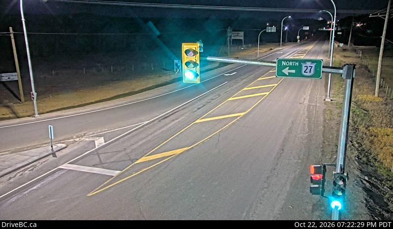 DriveBC camera: Highway 16 at Highway 27 junction, looking east.