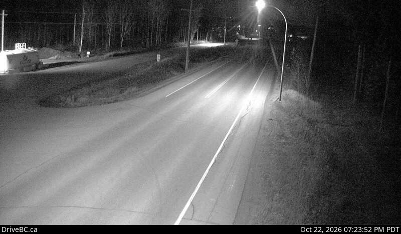 DriveBC camera: Highway 16 at Stella Road in Fraser Lake, looking east.