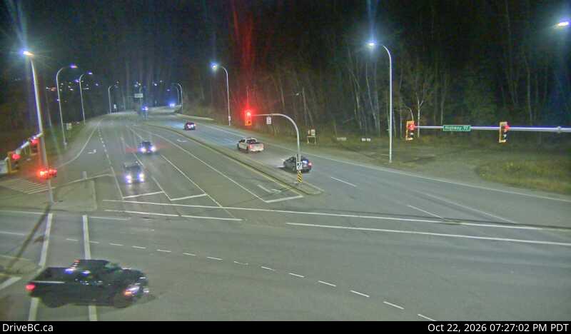 DriveBC camera: Highway 97 at Highway 16 junction in Prince George, looking eastbound on Highway 16.